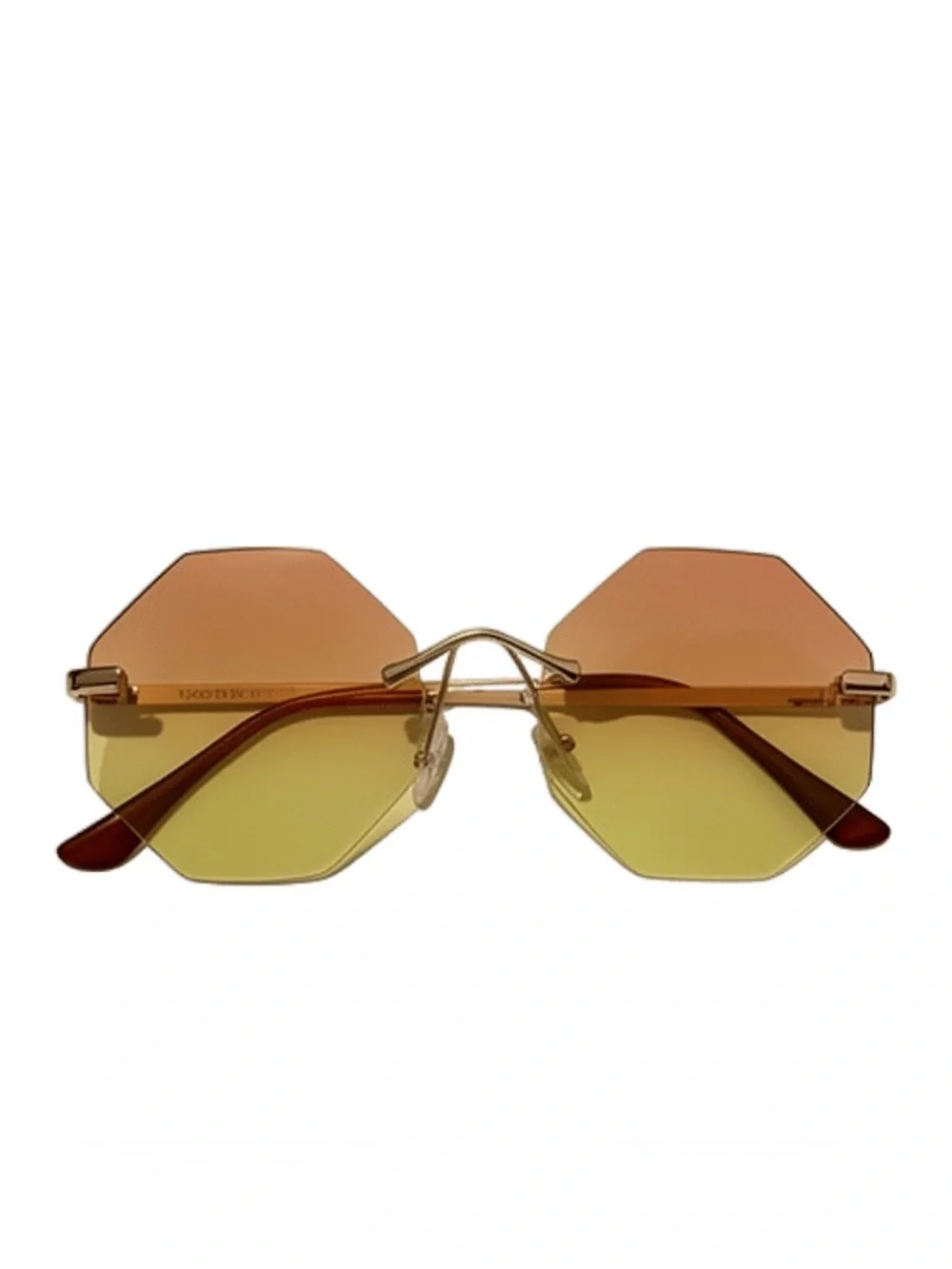 Rimless Hexagon Gradient Sunglasses - Orange/Yellow